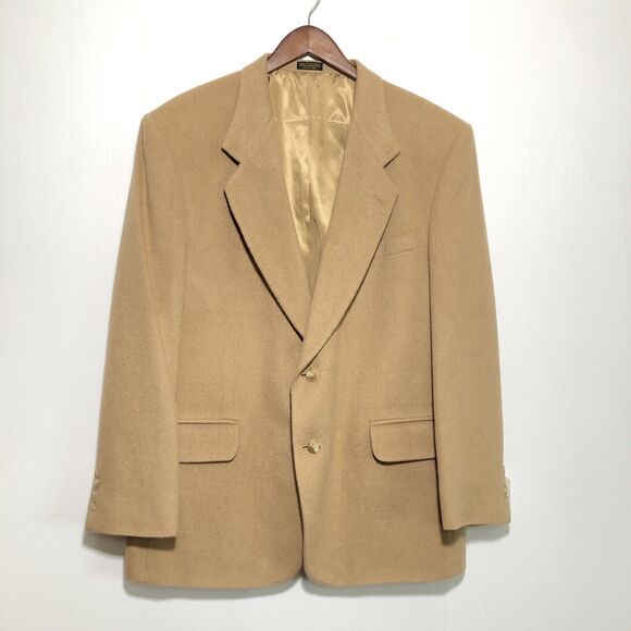 BACHRACH Blazer Mens 44R Tan Brown Camel Hair Sport Coat Jacket 2 Button New - Picture 1 of 14